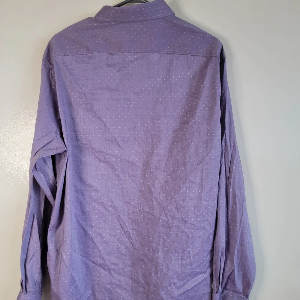Michael Kors Men's Button Down Mauve Polka Dot Shirt - Picture 5 of 6